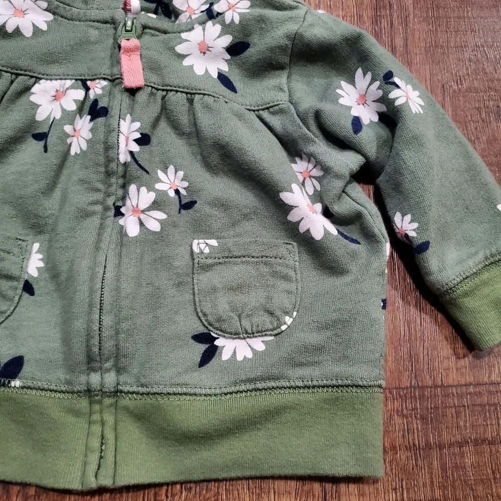 Carters Baby Girl Matching Set Floral Zip Up Sweatshirt Polka Dot Leggings 3M